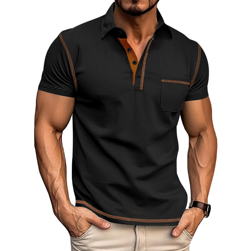 Herren Poloshirt Mit Kontrastdetails und Brusttasche Modern