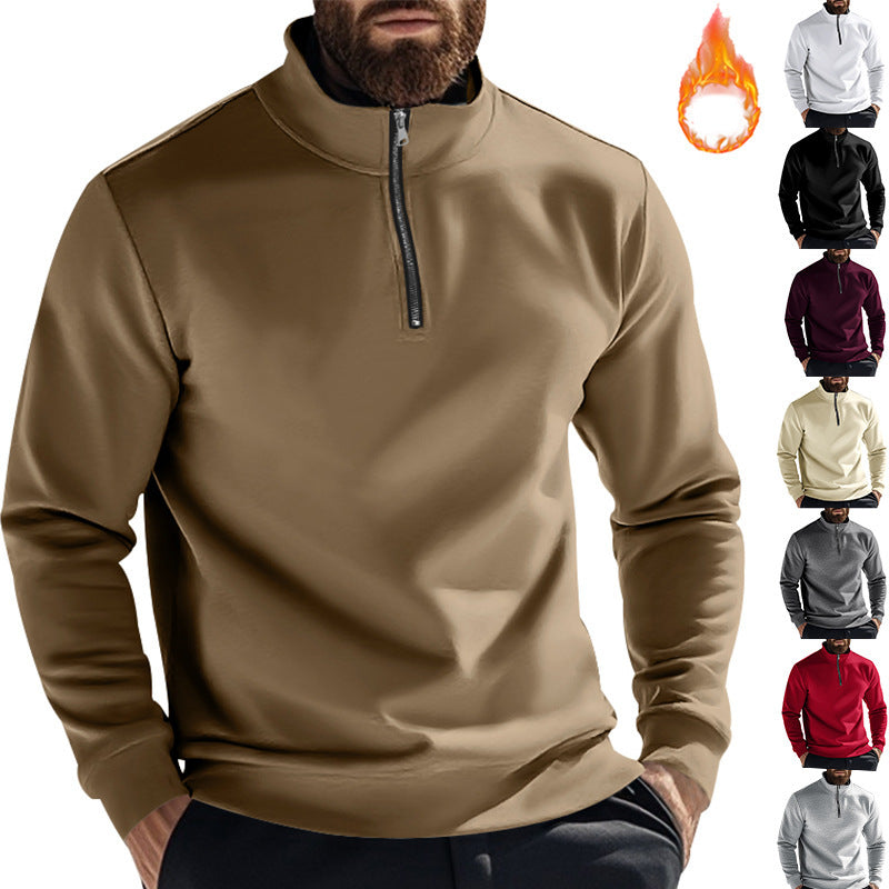Herren Fleece-Pullover Warm Halbzipper Hochkragen