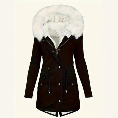 Damen Winterjacke Gefüttert Warm mit Abnehmbarer Kapuze