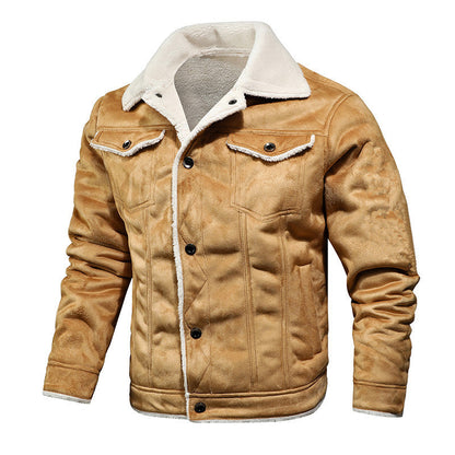 Lederjacke Herren Fleece Gefüttert Bikerjacke Schwarz