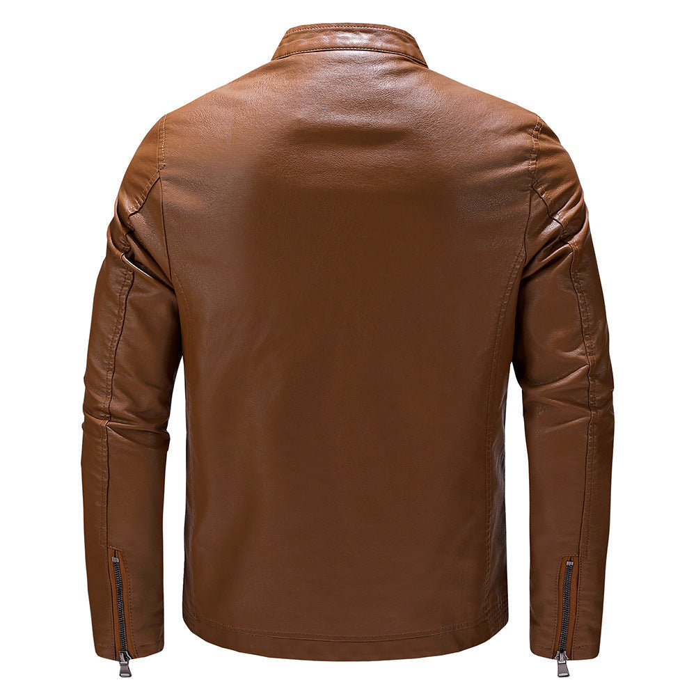 Herren Lederjacke Modern Casual Stil Schwarz