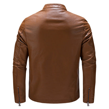 Herren Lederjacke Modern Casual Stil Schwarz