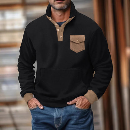 Herren Sweatshirt mit Brusttasche Großes Modell Bequem - BerlinGlamour