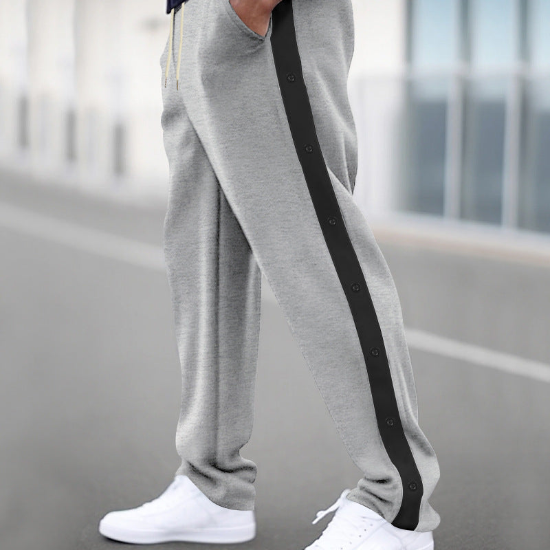 Herren Jogginghose Sportlich Atmungsaktiv Mit Druckknöpfen
