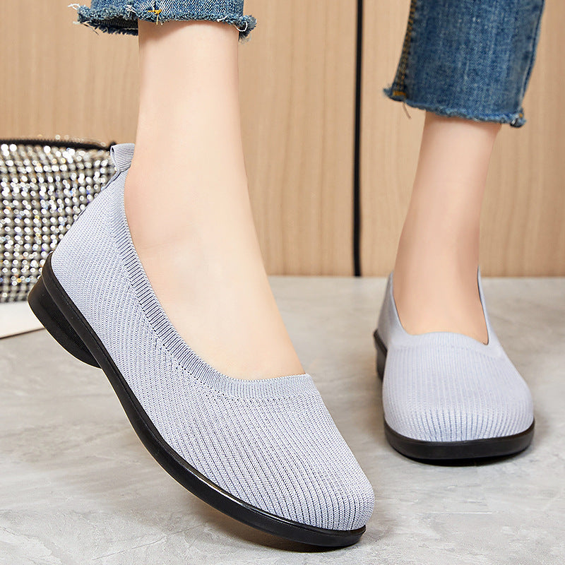 Damen Ballerinas Bequem Strick Elastisch Elegant
