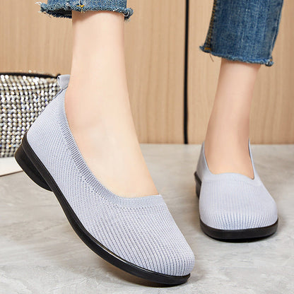 Damen Ballerinas Bequem Strick Elastisch Elegant
