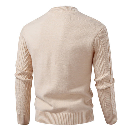 Herren Pullover Grobstrick Zopfmuster Rundhals