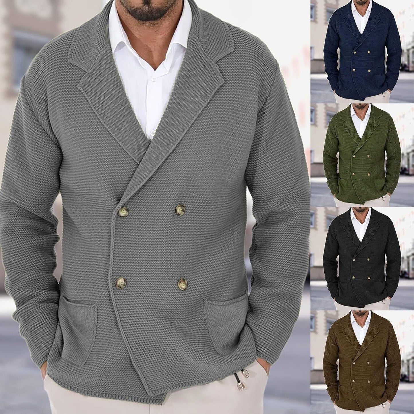 Herren Strickjacke Mit Schalkragen Modern Knöpfe