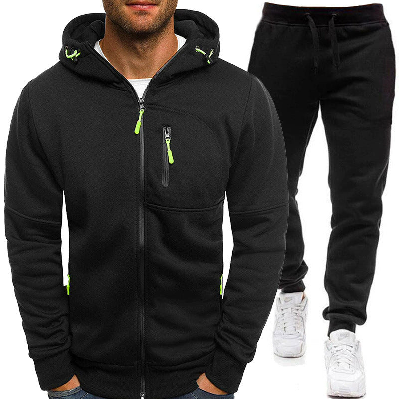 Herren Sportjacke Zip-Hoodie mit Reißverschlusstaschen Modern