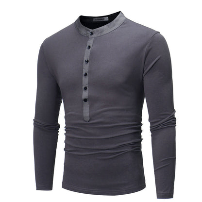 Herren Hemd Langarm Stehkragen Modern Knopfdesign