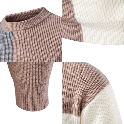 Herren Pullover Strukturoptik Modern Rundhals Farbenfroh