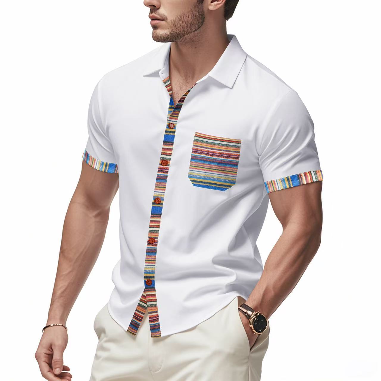 Herren Kurzarmhemd Bunt Modern Sommer