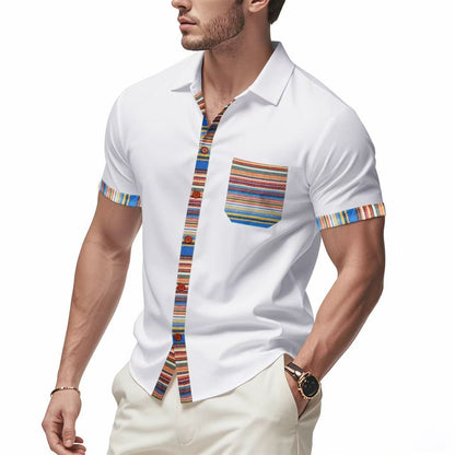 Herren Kurzarmhemd Bunt Modern Sommer