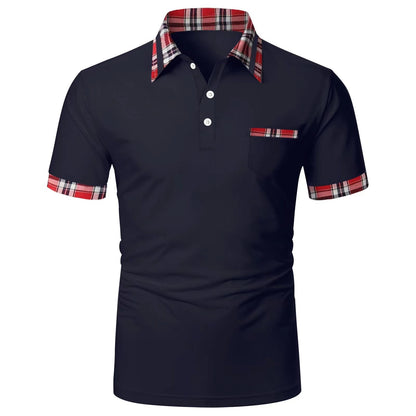 Herren Polohemd Kurzarm Modern mit Karomuster