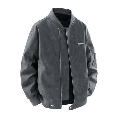 Herren Bomberjacke Elegant Vieltaschig Schwarz