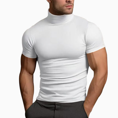 Herren T-Shirt Kurzarm Stehkragen Slim Fit Modern
