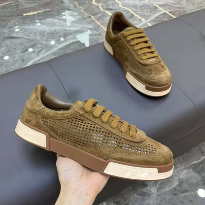 Damen Sneaker atmungsaktiv Wildleder perforiert Sportlich