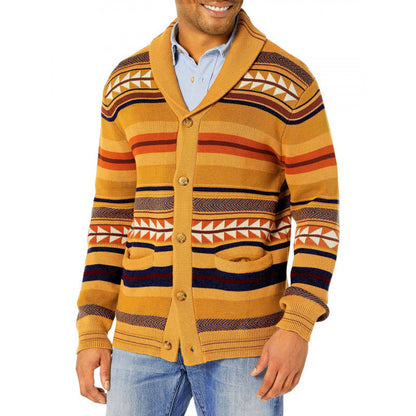 Herren Strickjacke Geometrisches Muster Praktisch