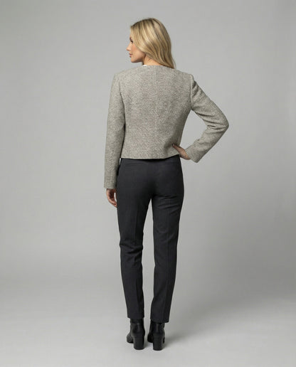 Damen Jacke Bouclé Günstig Kastig Schnitt Rundhals