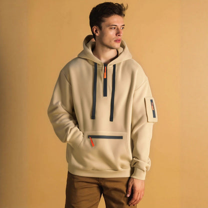 Herren Hoodie Sportlich Mit Taschen Reißverschluss Modern - BerlinGlamour