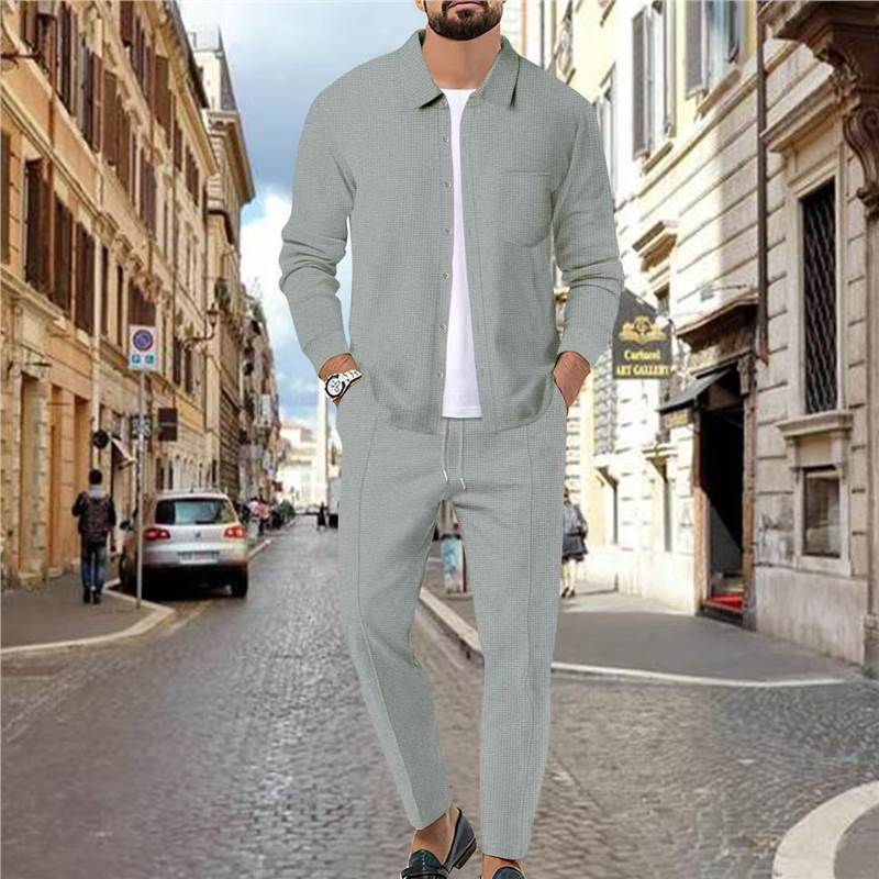 Herren Freizeitanzug Mit Struktur Oberteil Elastischer Bund Modern