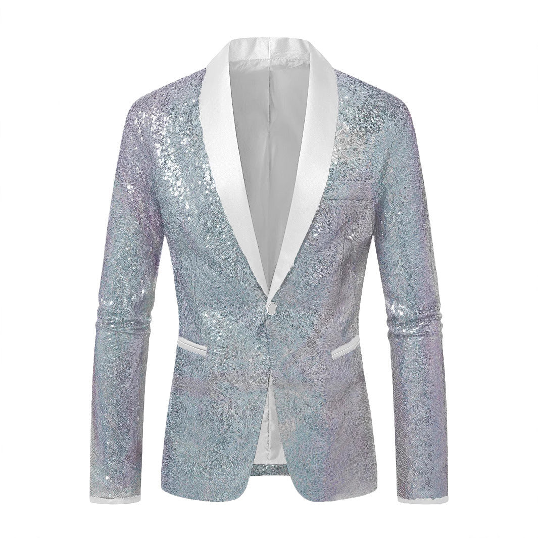 Herren Blazer Pailletten Modern Schnitt Glamour