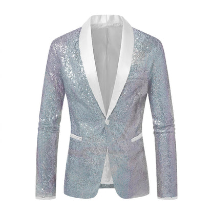Herren Blazer Pailletten Modern Schnitt Glamour