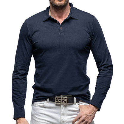 Herren Polohemd Langarm Baumwolle Elegantes Design