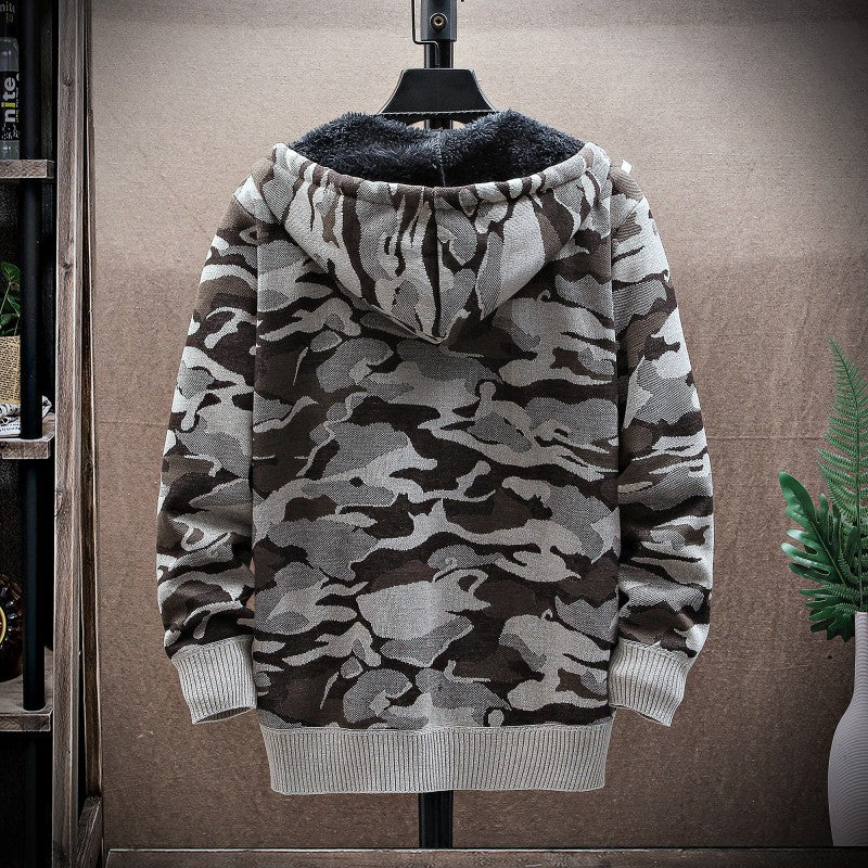 Herren Kapuzenjacke Lässig Warm Mit Strukturmuster