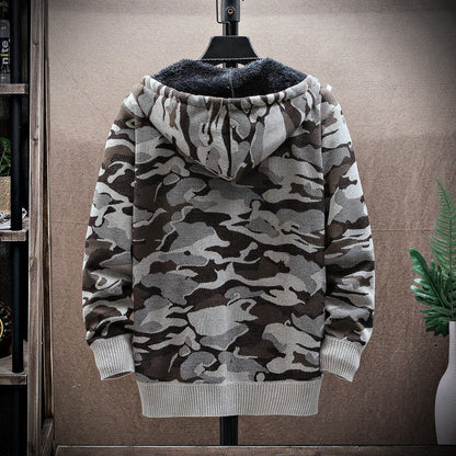 Herren Kapuzenjacke Lässig Warm Mit Strukturmuster