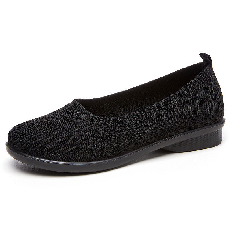 Damen Ballerinas Bequem Atmungsaktiv Strick Schuhe