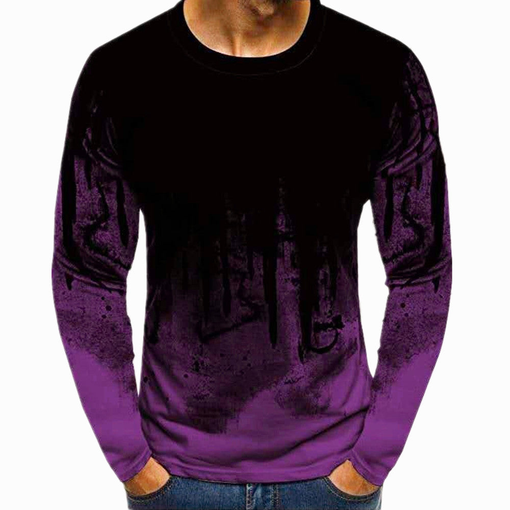 Herren Langarmshirt Modern Grafik Sportlich Slimfit - BerlinGlamour