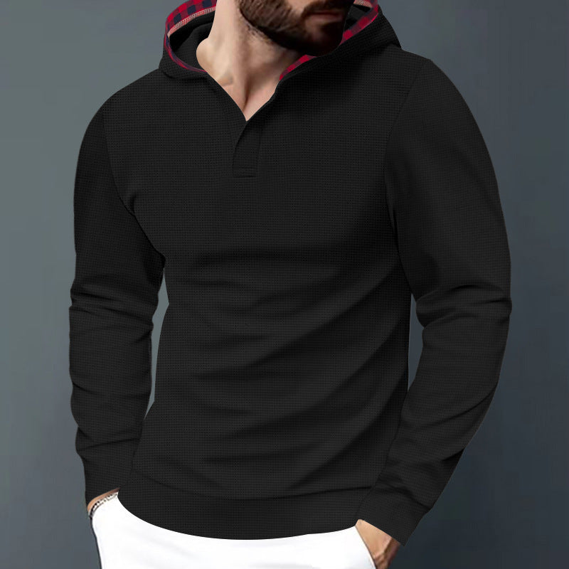 Herren Hoodie Langarm Modern mit Kontrastkapuze