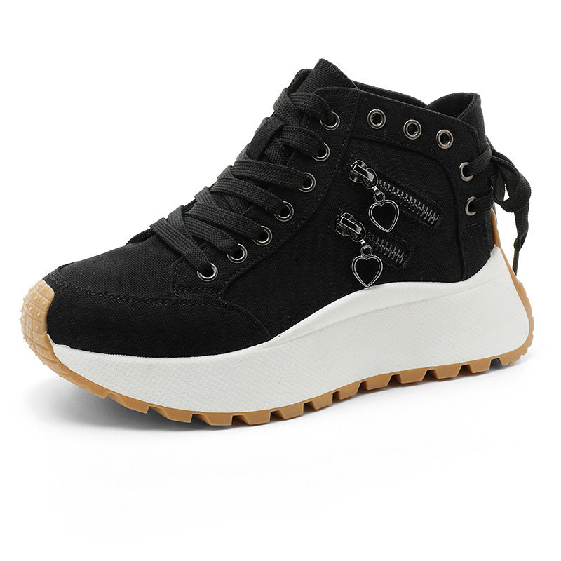 Damen Sneaker High-Top Sportschuhe Mit Reißverschluss