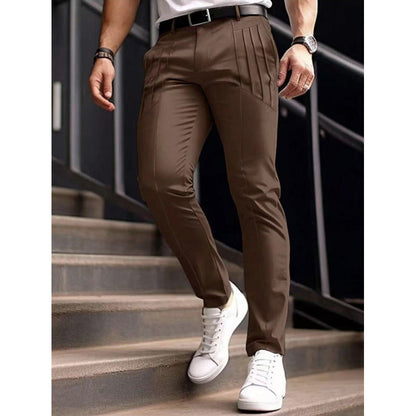 Herren Anzughose Slim Fit Plisé Elegant Schwarz