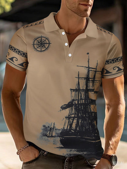 Herren Poloshirt Modern Maritim Blau