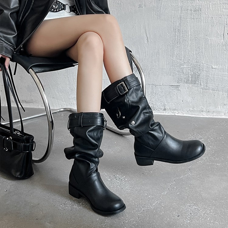 Damen Winterstiefel Modisch Bequem Schnallen