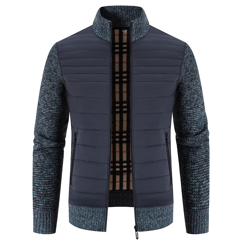 Herren Hybridjacke Gesteppt Strickärmel Modern
