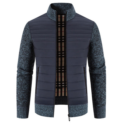 Herren Hybridjacke Gesteppt Strickärmel Modern