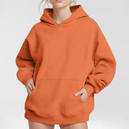 Damen Kapuzenpullover Weich Fleece Lockere Passform