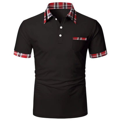 Herren Polohemd Kurzarm Modern mit Karomuster