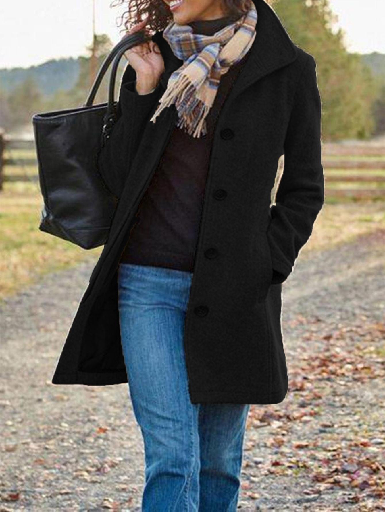Damen Oversized Mantel Trendig Großstadt Chic