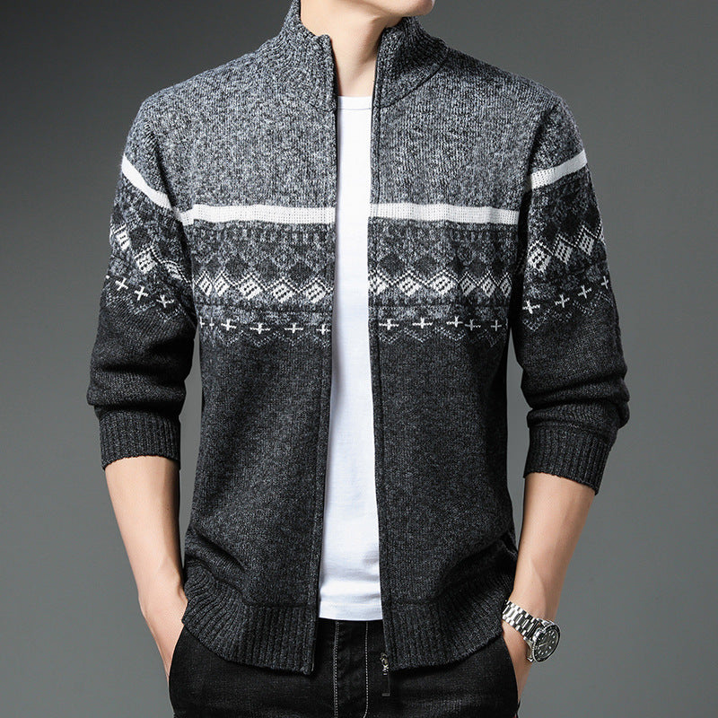 Herren Strickjacke Hochkragen Modern mit Muster