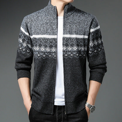 Herren Strickjacke Hochkragen Modern mit Muster