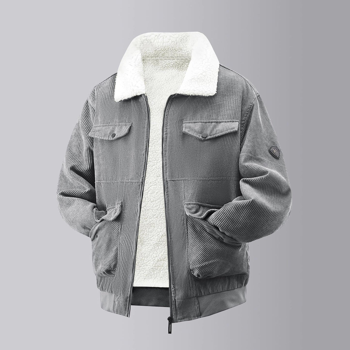 Herren Fleecejacke Teddy Kuscheljacke Warm mit Brusttaschen Elastisch