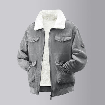 Herren Fleecejacke Teddy Kuscheljacke Warm mit Brusttaschen Elastisch