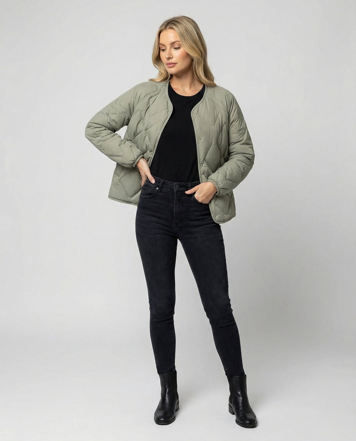 Kurze Damen Daunenjacke Warm Modisch Steppjacke Winter