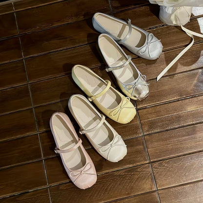 Ballerinas Damen Schuhe Elegant Glanz Schleifen Detail - BerlinGlamour