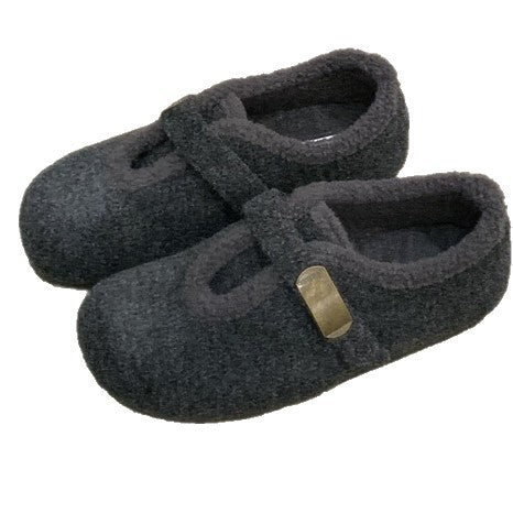 Damen Hausschuhe Weich Fleece Plüsch Warm Schnalle