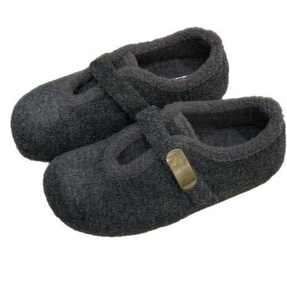 Damen Hausschuhe Weich Fleece Plüsch Warm Schnalle